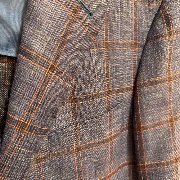 Canali Men's Blue Red Plaid Designer Kei Tailored Jacket Blazer - Picture 3 of 7